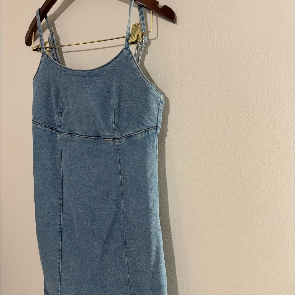 Lone Star Denim Mini Dress Adjustable Straps Zip Back Women's Size Medium Y2K - Picture 2 of 8